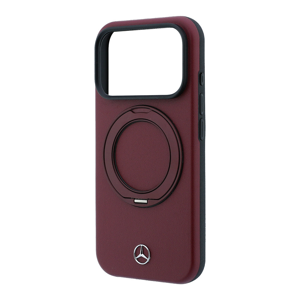 iPhone 18 Pro Max Kılıf Mercedes Benz Orijinal Lisanslı M-safe Şarj Özellikli 360 Derece Dönebilen Standlı PU Metal Logolu Kılıf