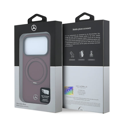 iPhone 18 Pro Max Kılıf Mercedes Benz Orijinal Lisanslı M-safe Şarj Özellikli 360 Derece Dönebilen Standlı PU Metal Logolu Kılıf