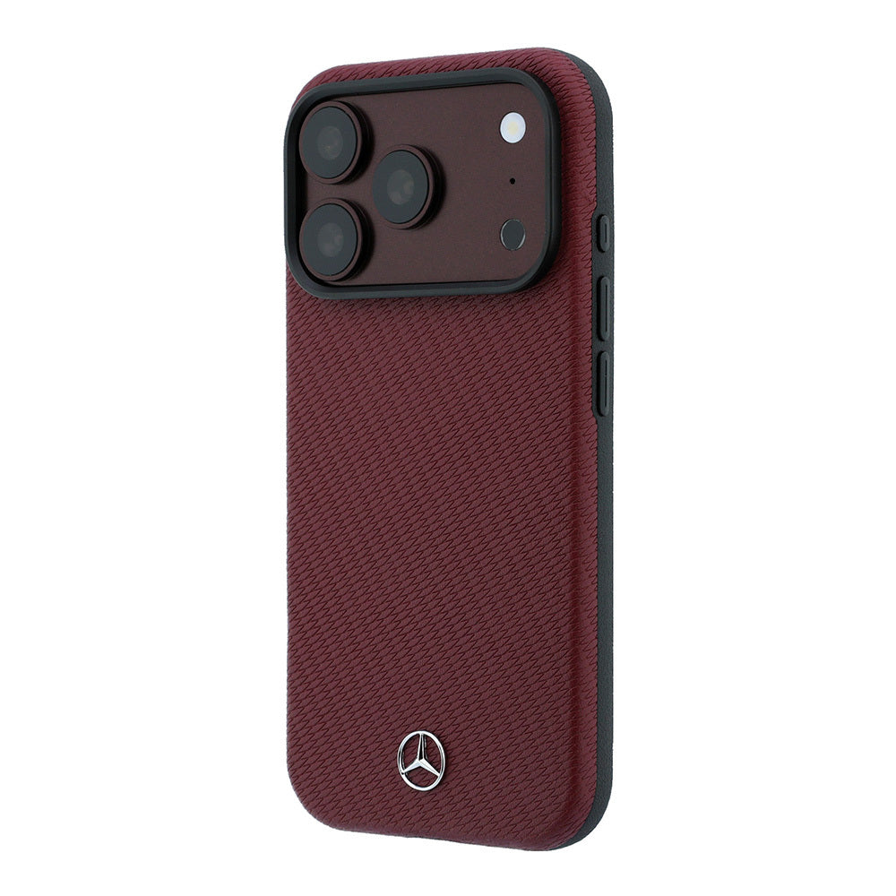 iPhone 18 Pro Max Kılıf Mercedes Benz Orijinal Lisanslı M-safe Şarj Özellikli 3D Metal Logolu Wrap Wood Deri Kılıf