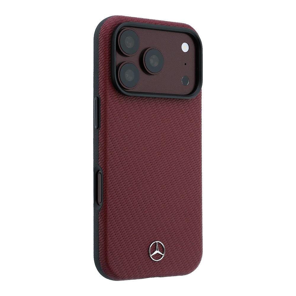 iPhone 18 Pro Max Kılıf Mercedes Benz Orijinal Lisanslı M-safe Şarj Özellikli 3D Metal Logolu Wrap Wood Deri Kılıf