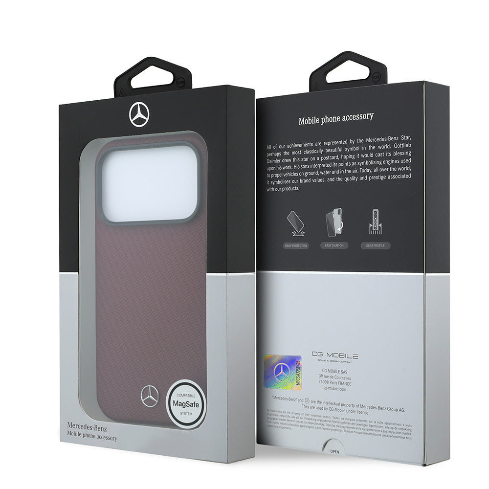 iPhone 18 Pro Max Kılıf Mercedes Benz Orijinal Lisanslı M-safe Şarj Özellikli 3D Metal Logolu Wrap Wood Deri Kılıf