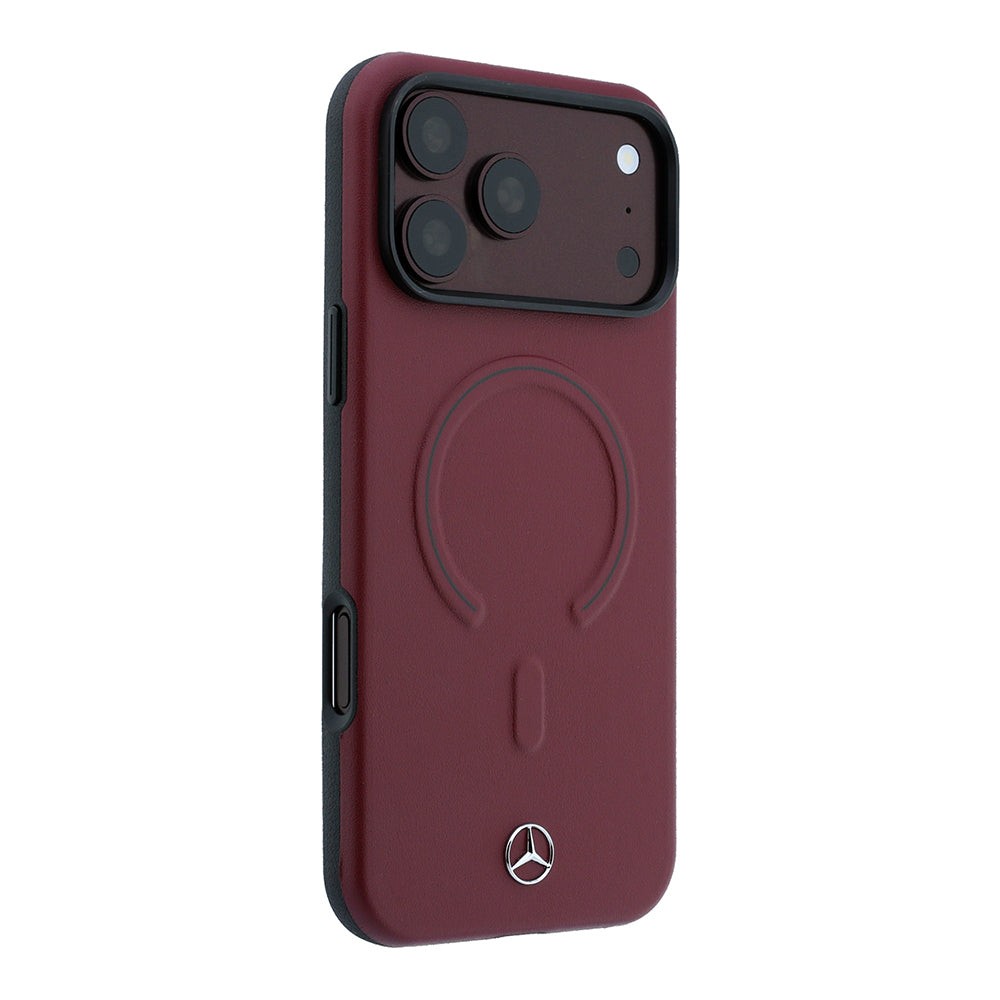 iPhone 18 Pro Max Kılıf Mercedes Benz Orijinal Lisanslı M-safe Şarj Özellikli Metal Yıldız Logolu Kabartmalı Deri Kılıf