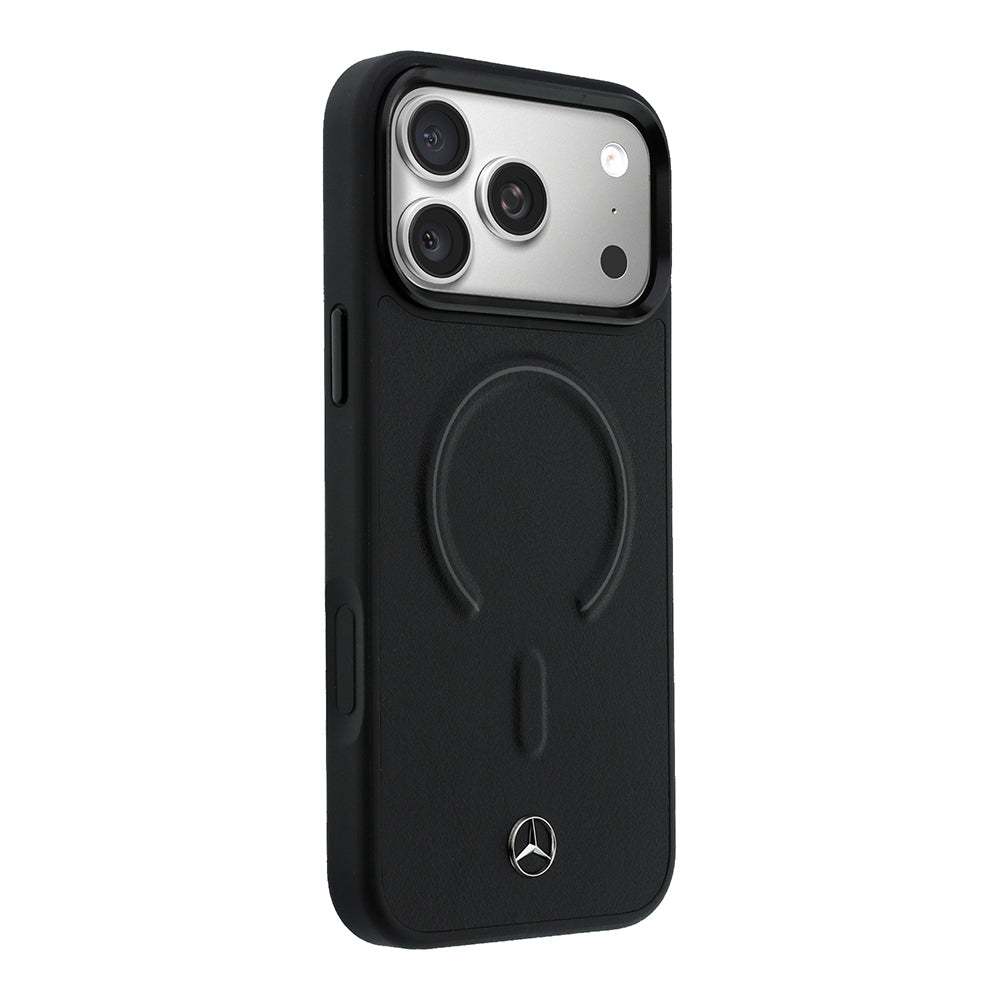 iPhone 18 Pro Max Kılıf Mercedes Benz Orijinal Lisanslı M-safe Şarj Özellikli Metal Yıldız Logolu Kabartmalı Deri Kılıf
