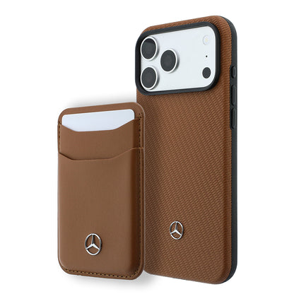 iPhone 18 Pro Max Kılıf Mercedes Benz Orijinal Lisanslı M-safe Şarj Özellikli PU Deri 3D Metal Logolu Kartlıklı Kılıf
