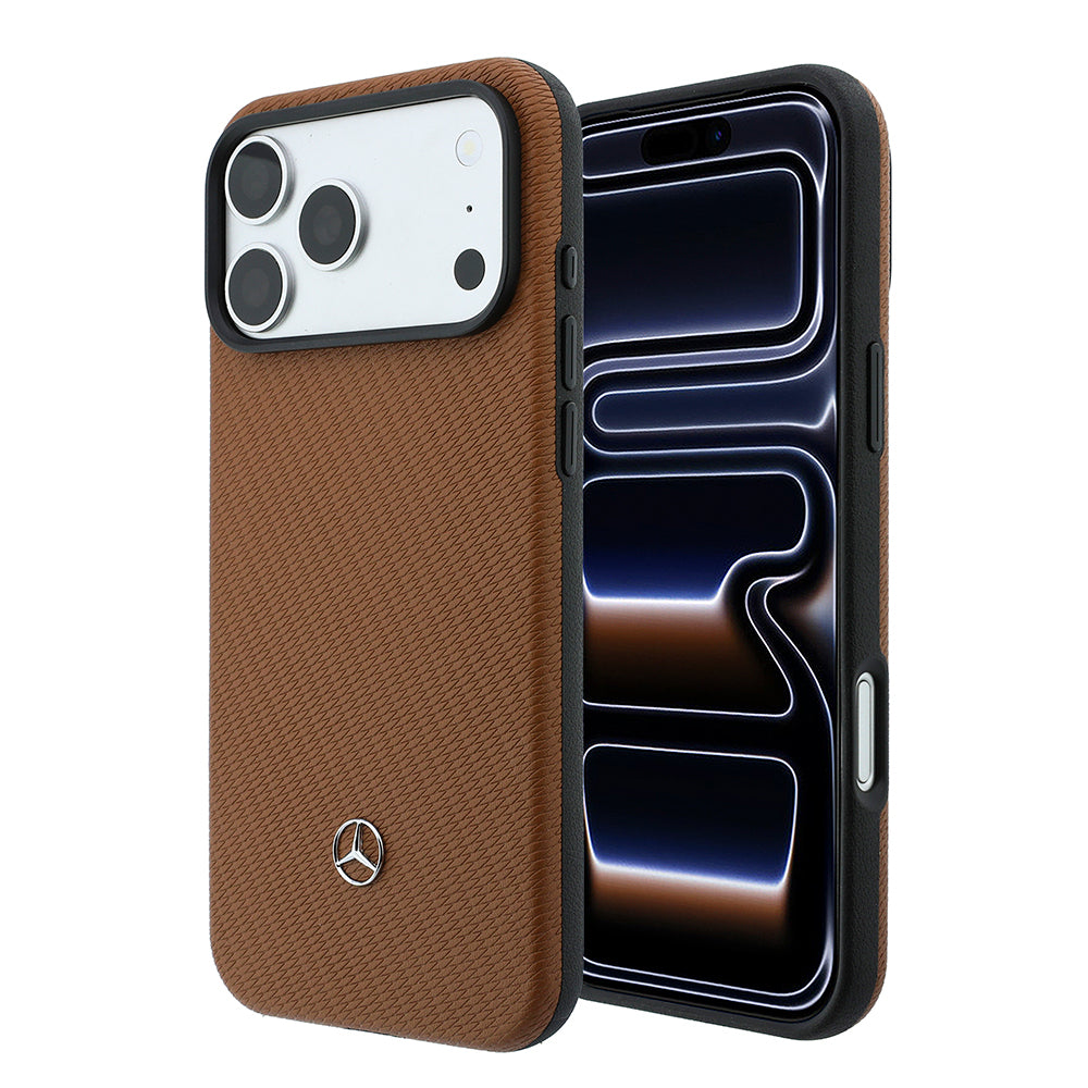 iPhone 18 Pro Max Kılıf Mercedes Benz Orijinal Lisanslı M-safe Şarj Özellikli PU Deri 3D Metal Logolu Kartlıklı Kılıf