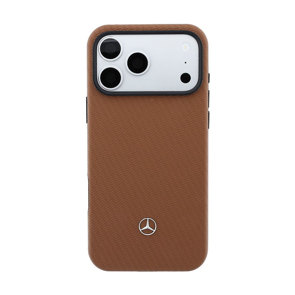 iPhone 18 Pro Max Kılıf Mercedes Benz Orijinal Lisanslı M-safe Şarj Özellikli PU Deri 3D Metal Logolu Kartlıklı Kılıf
