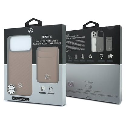iPhone 18 Pro Max Kılıf Mercedes Benz Orijinal Lisanslı M-safe Şarj Özellikli PU Deri 3D Metal Logolu Kartlıklı Kılıf