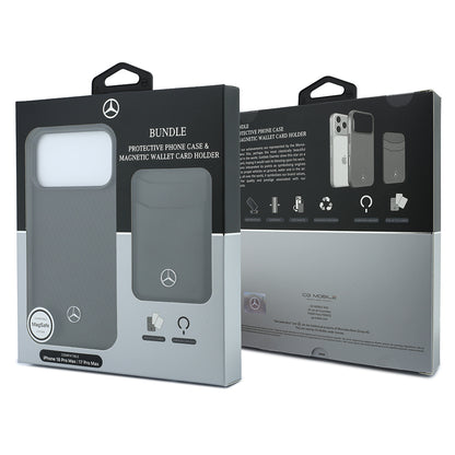 iPhone 18 Pro Max Kılıf Mercedes Benz Orijinal Lisanslı M-safe Şarj Özellikli PU Deri 3D Metal Logolu Kartlıklı Kılıf