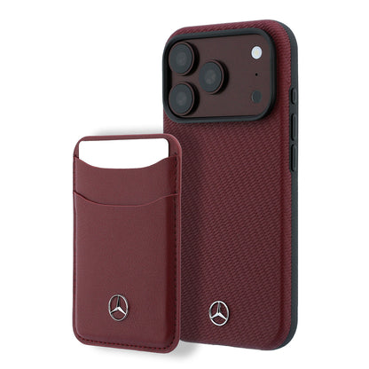 iPhone 18 Pro Max Kılıf Mercedes Benz Orijinal Lisanslı M-safe Şarj Özellikli PU Deri 3D Metal Logolu Kartlıklı Kılıf