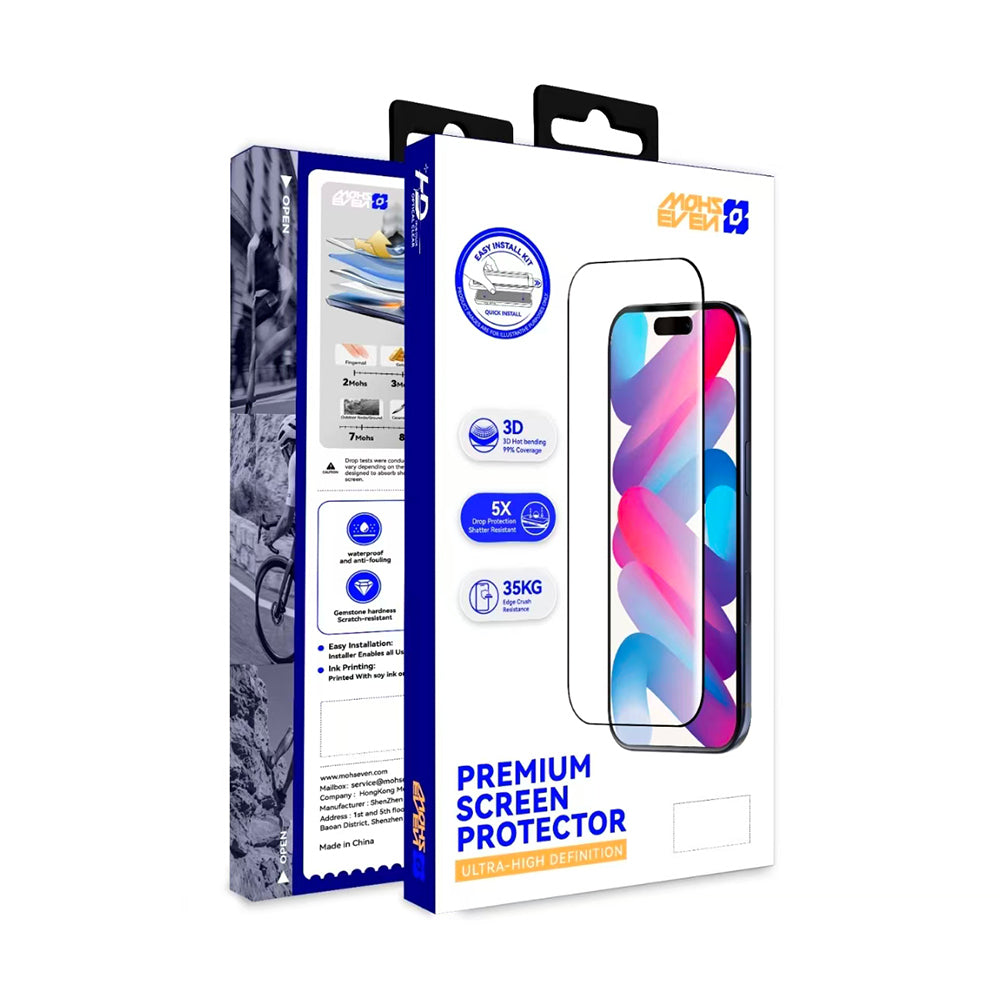 iPhone 18 Pro Max Mohseven M6 HD Temperli Cam Ekran Koruyucu + Kolay Uygulama Aparatı