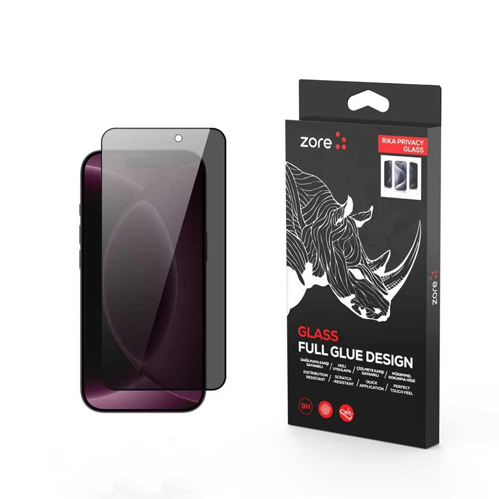 iPhone 18 Pro Max Zore Rika Premium Privacy Temperli Cam Ekran Koruyucu