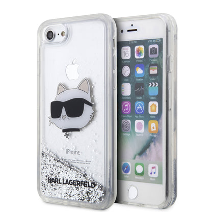 iPhone 7 Kılıf Karl Lagerfeld Sıvılı Simli Choupette Head Dizayn Kılıf
