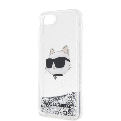 iPhone 7 Kılıf Karl Lagerfeld Sıvılı Simli Choupette Head Dizayn Kılıf