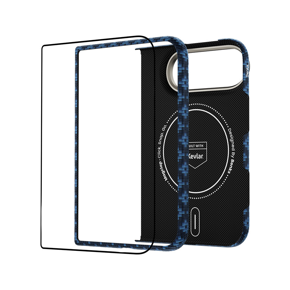 iPhone Duo Benks ArmorAir ArmorGrid Grand Combo Üçlü Aksesuar Seti (Ön Arka Kevlar Karbon Kılıf + Ekran Koruyucu)