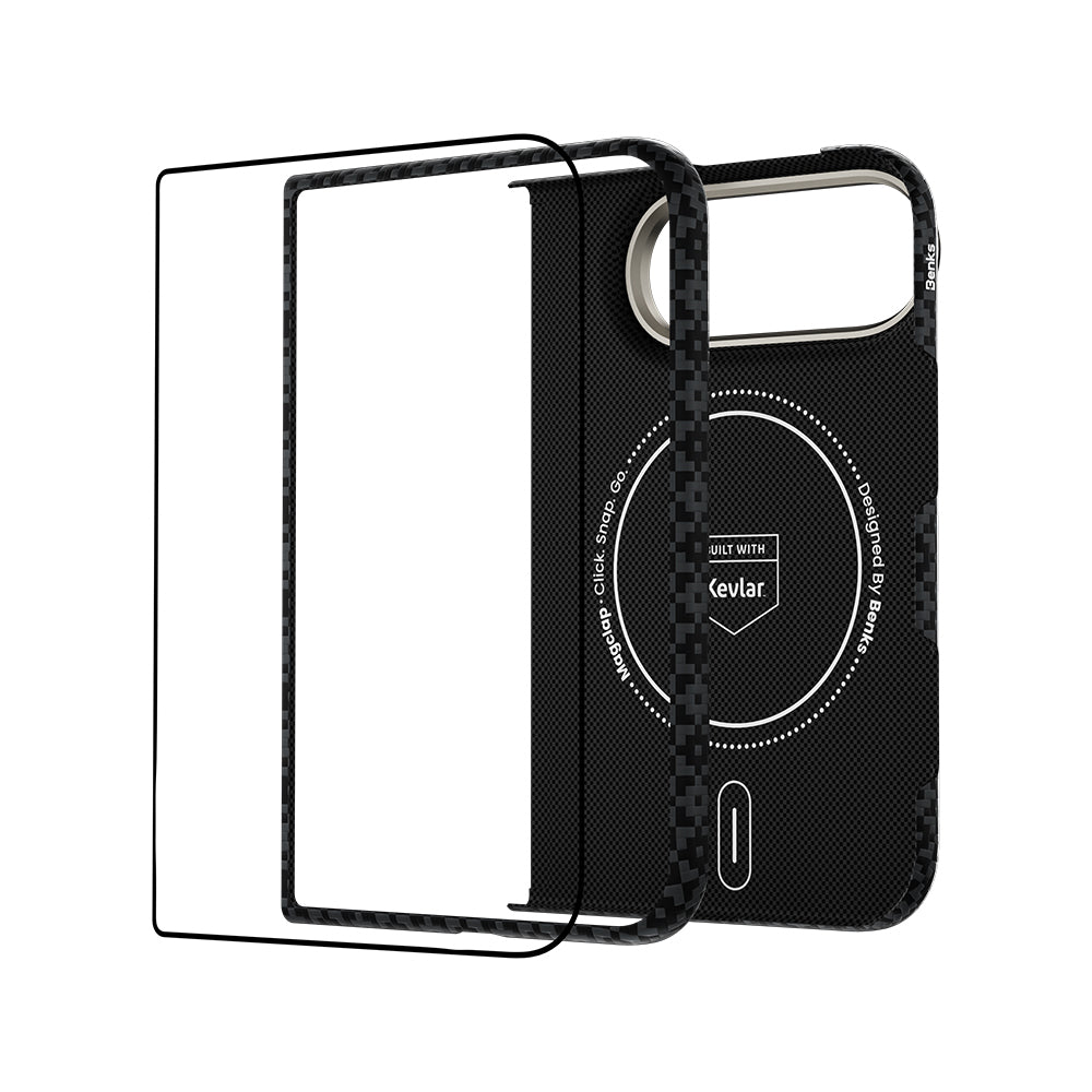 iPhone Duo Benks ArmorAir ArmorGrid Grand Combo Üçlü Aksesuar Seti (Ön Arka Kevlar Karbon Kılıf + Ekran Koruyucu)