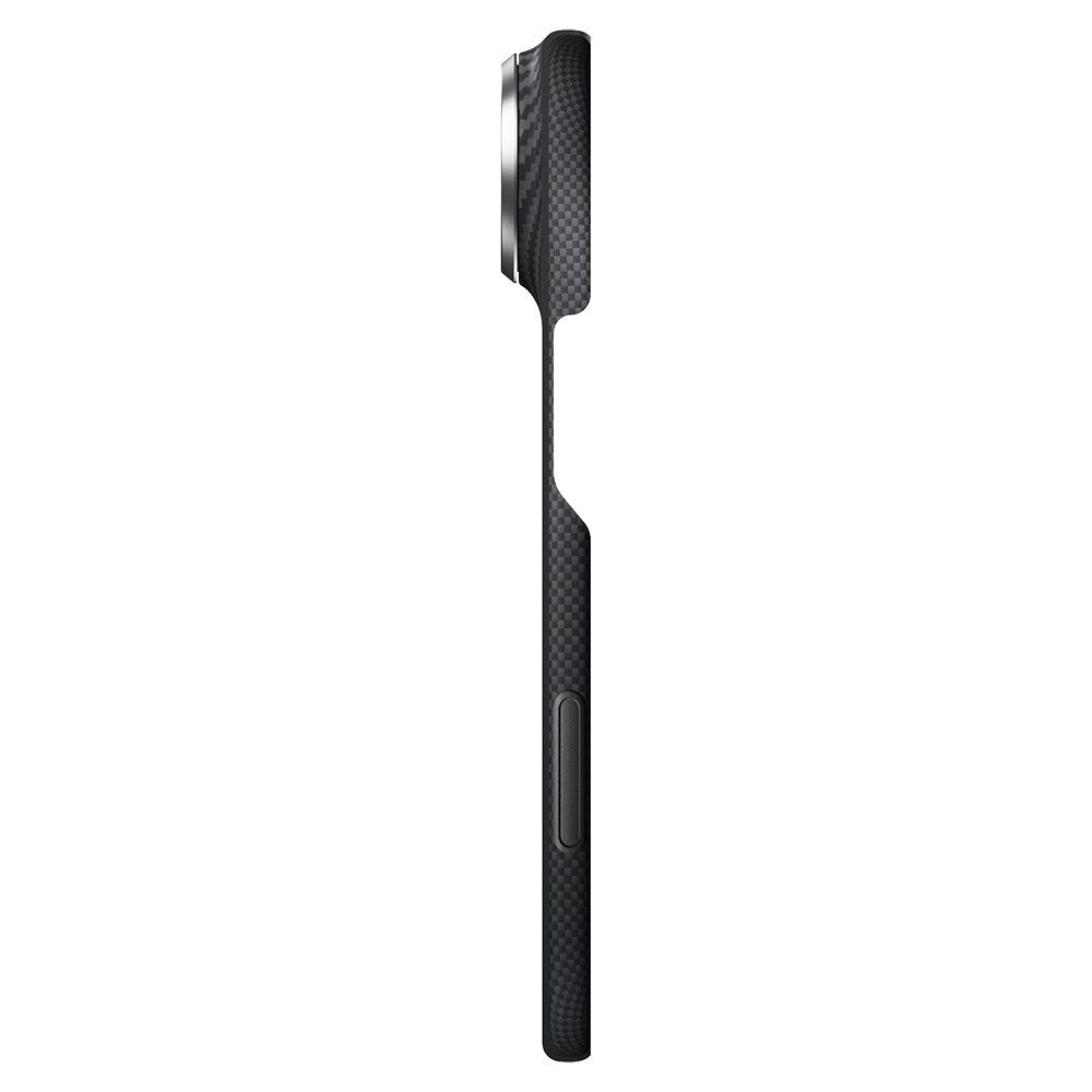 iPhone Duo Kılıf M-safe Şarj Özellikli 600D Aramid Karbon Fiber Pitaka Edge Serisi Black-Grey Twill Kılıf