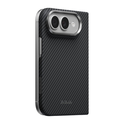 iPhone Duo Kılıf M-safe Şarj Özellikli 600D Aramid Karbon Fiber Pitaka Edge Serisi Black-Grey Twill Kılıf