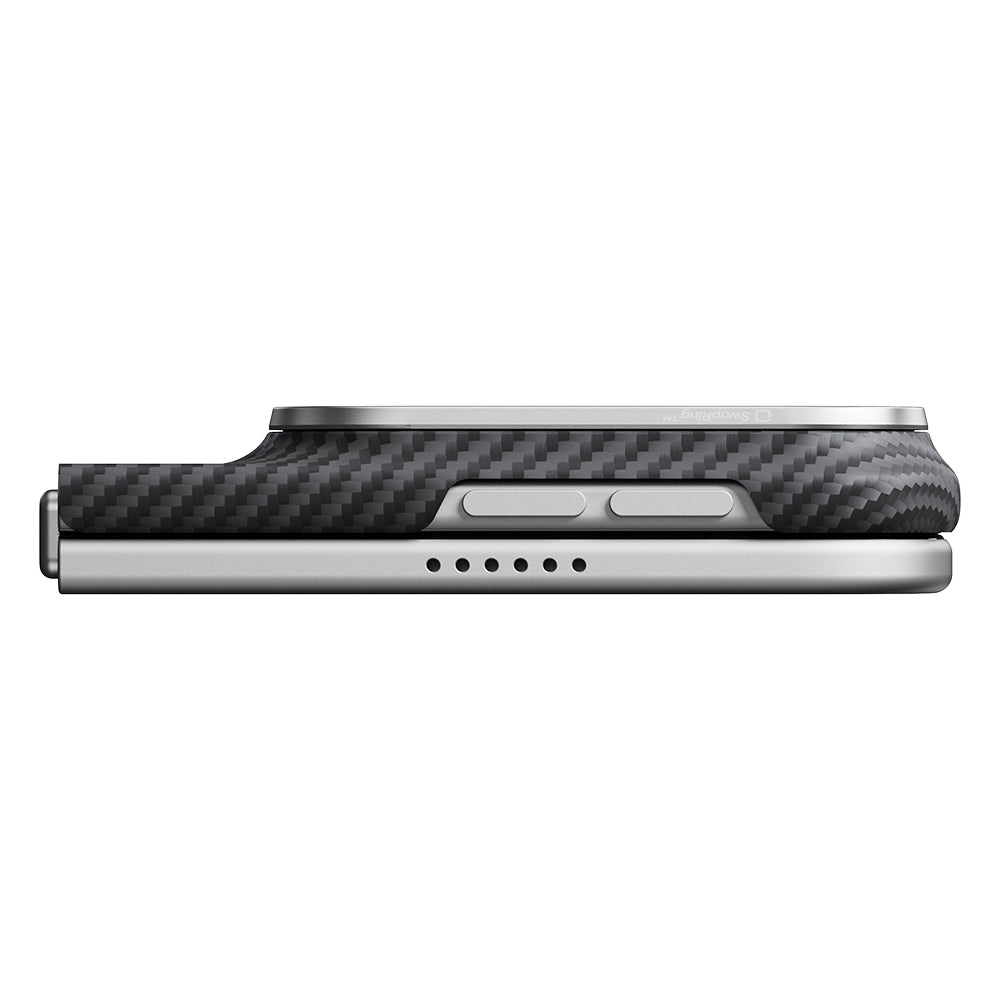 iPhone Duo Kılıf M-safe Şarj Özellikli 600D Aramid Karbon Fiber Pitaka Edge Serisi Black-Grey Twill Kılıf