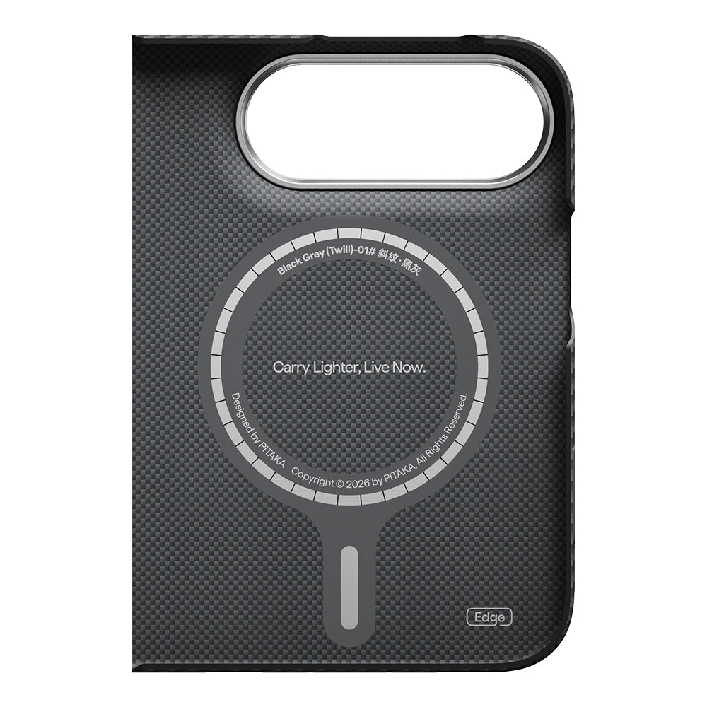 iPhone Duo Kılıf M-safe Şarj Özellikli 600D Aramid Karbon Fiber Pitaka Edge Serisi Black-Grey Twill Kılıf