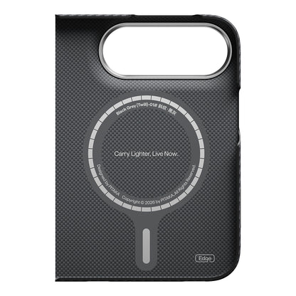 iPhone Duo Kılıf M-safe Şarj Özellikli 600D Aramid Karbon Fiber Pitaka Edge Serisi Black-Grey Twill Kılıf