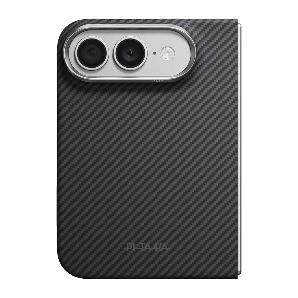 iPhone Duo Kılıf M-safe Şarj Özellikli 600D Aramid Karbon Fiber Pitaka Edge Serisi Black-Grey Twill Kılıf