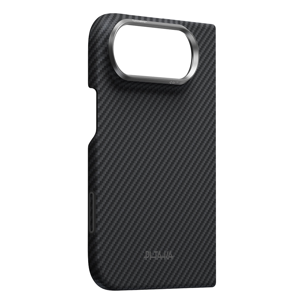 iPhone Duo Kılıf M-safe Şarj Özellikli 600D Aramid Karbon Fiber Pitaka Edge Serisi Black-Grey Twill Kılıf