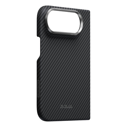 iPhone Duo Kılıf M-safe Şarj Özellikli 600D Aramid Karbon Fiber Pitaka Edge Serisi Black-Grey Twill Kılıf