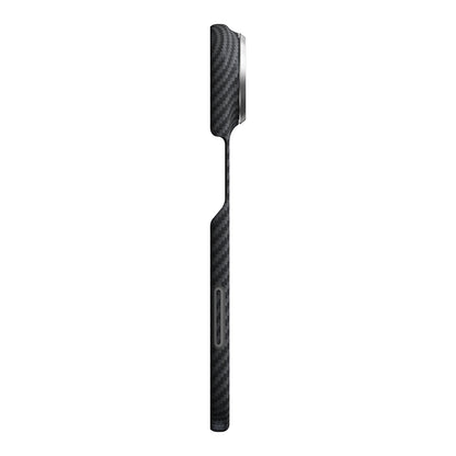 iPhone Duo Kılıf M-safe Şarj Özellikli 600D Aramid Karbon Fiber Pitaka Edge Serisi Black-Grey Twill Kılıf