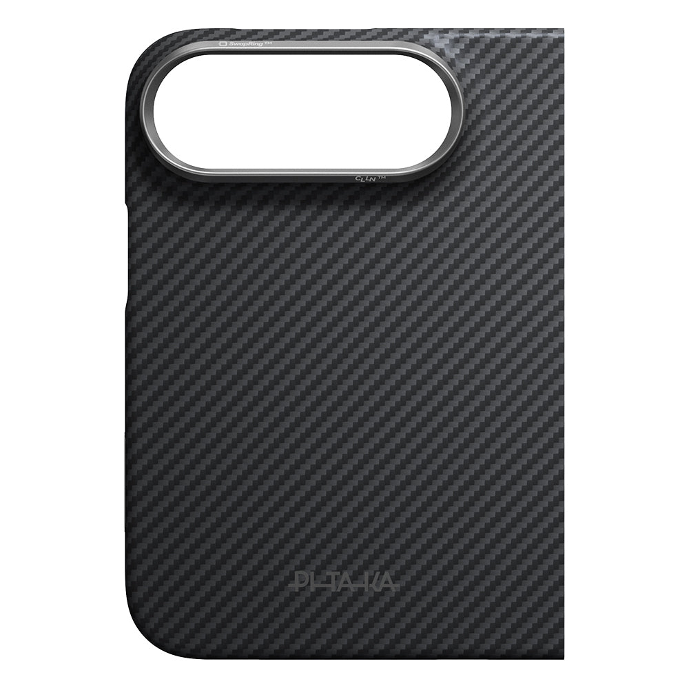 iPhone Duo Kılıf M-safe Şarj Özellikli 600D Aramid Karbon Fiber Pitaka Edge Serisi Black-Grey Twill Kılıf
