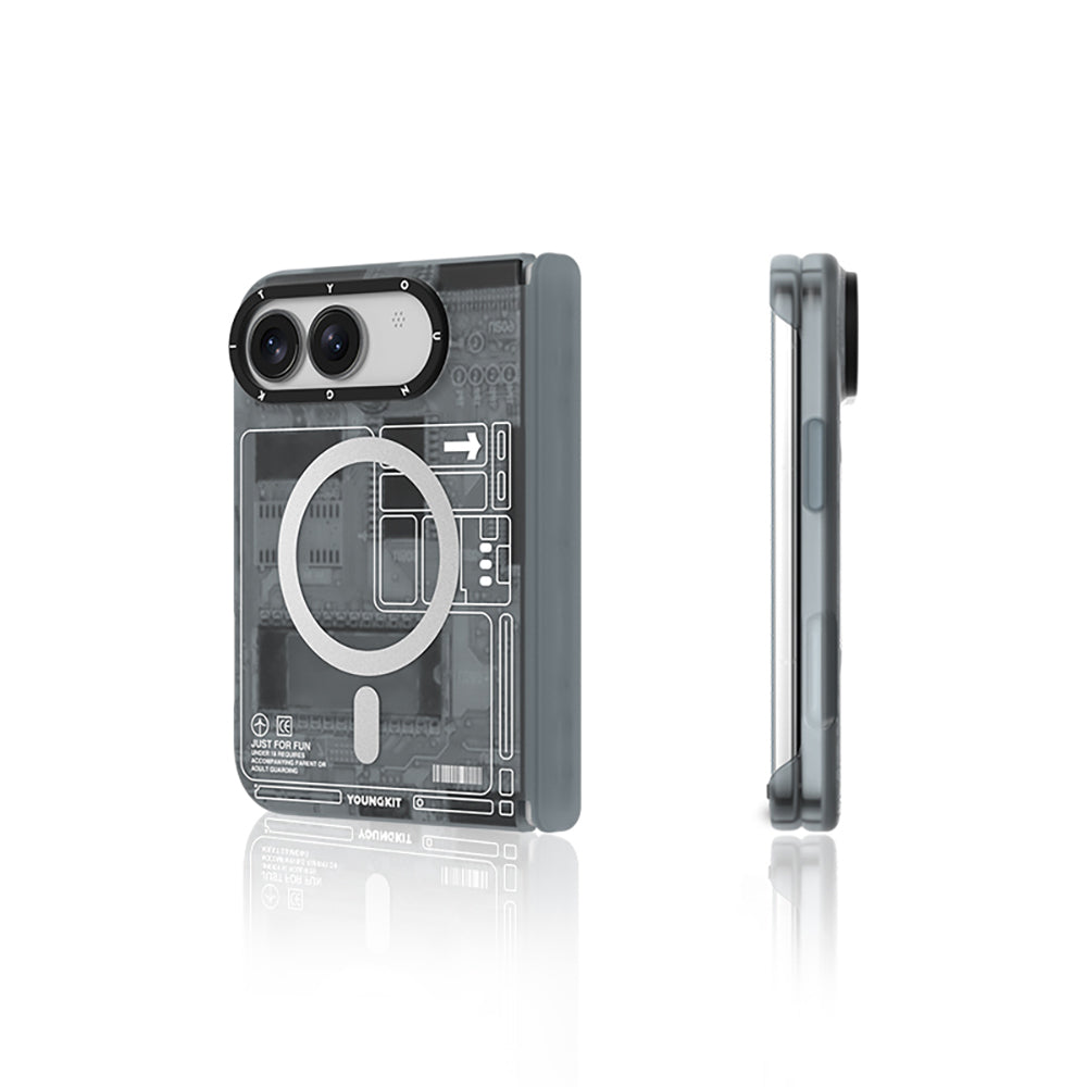 iPhone Duo Kılıf M-safe Şarj Özellikli Kamera Denetim Butonlu Youngkit Technology Serisi Kılıf