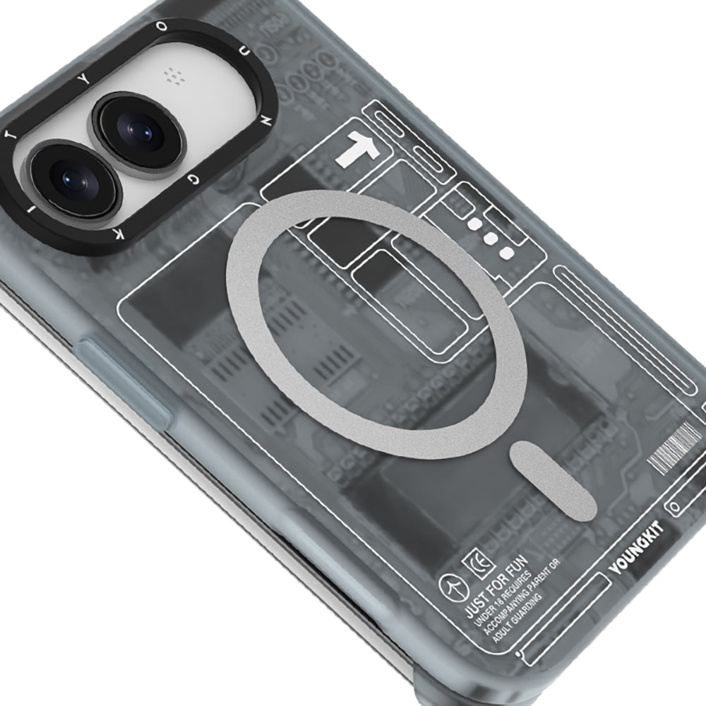 iPhone Duo Kılıf M-safe Şarj Özellikli Kamera Denetim Butonlu Youngkit Technology Serisi Kılıf