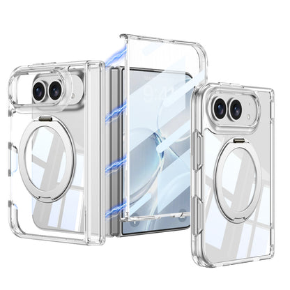 iPhone Duo Kılıf M-safe Şarj Özellikli Zore Kıpta KPT-09 Ring Standlı Şeffaf Sert PC Kılıf