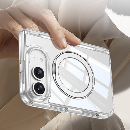 iPhone Duo Kılıf M-safe Şarj Özellikli Zore Kıpta KPT-09 Ring Standlı Şeffaf Sert PC Kılıf