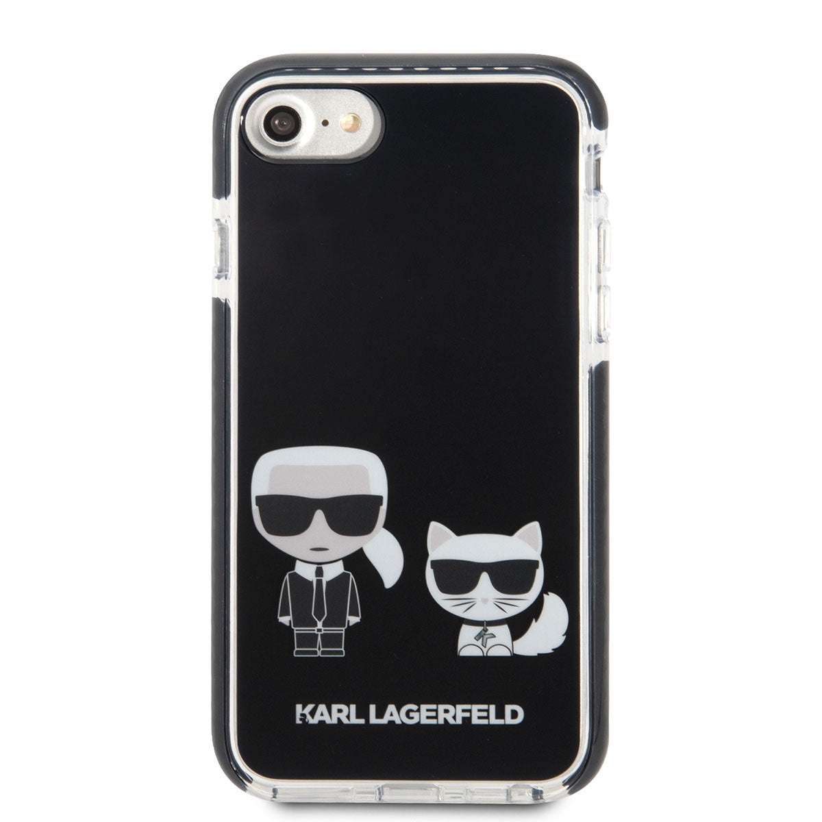 iPhone SE 2020 Kılıf Karl Lagerfeld Kenarları Siyah Silikon K&C Dizayn Kılıf