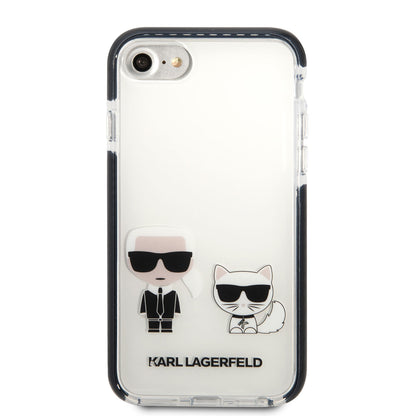 iPhone SE 2020 Kılıf Karl Lagerfeld Kenarları Siyah Silikon K&C Dizayn Kılıf
