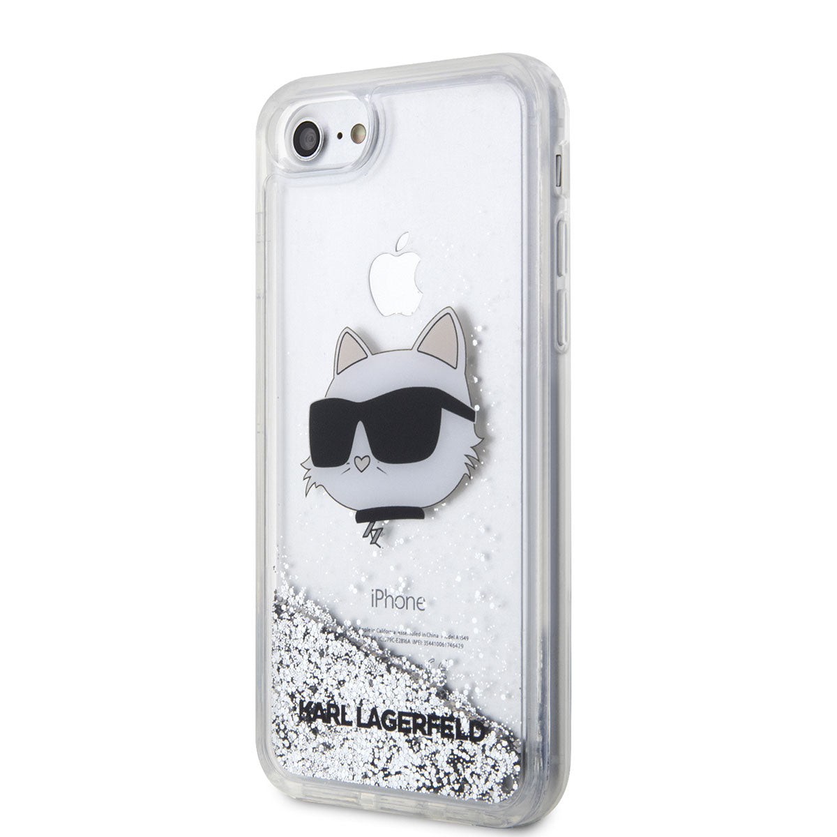 iPhone SE 2020 Kılıf Karl Lagerfeld Sıvılı Simli Choupette Head Dizayn Kılıf