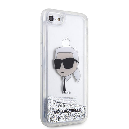 iPhone SE 2020 Kılıf Karl Lagerfeld Sıvılı Simli Karl Head Dizayn Kılıf