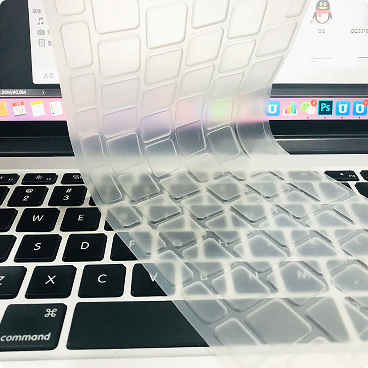 Macbook 13' 2017 A1466 Zore Klavye Koruyucu Transparan Buzlu Silikon Ped