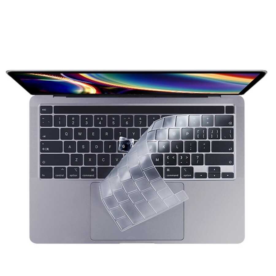 Macbook 14.2' 2021 A2442 Zore Klavye Koruyucu Şeffaf Silikon Ped