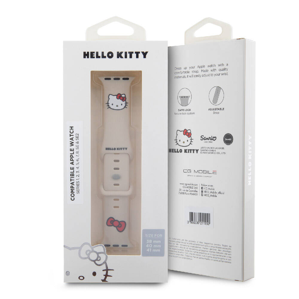 Watch 38mm Hello Kitty Orijinal Lisanslı Yazı Logolu Fiyonk & Kitty Head Silikon Kordon