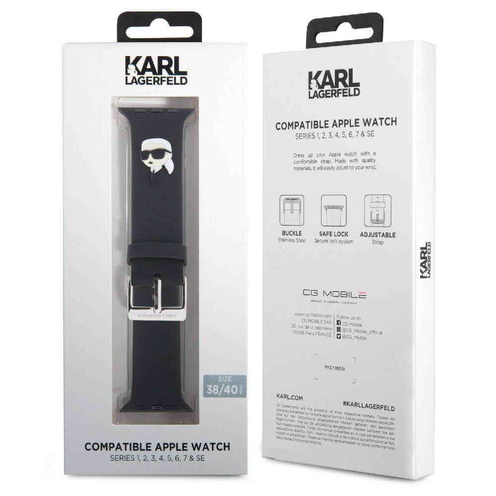 Watch 40mm Karl Lagerfeld orijinal Lisanslı İkonik Karl Head Logolu Silikon Kordon