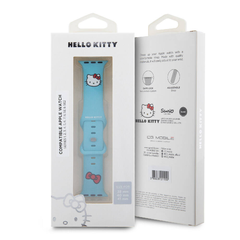 Watch 40mm Hello Kitty Orijinal Lisanslı Yazı Logolu Fiyonk & Kitty Head Silikon Kordon