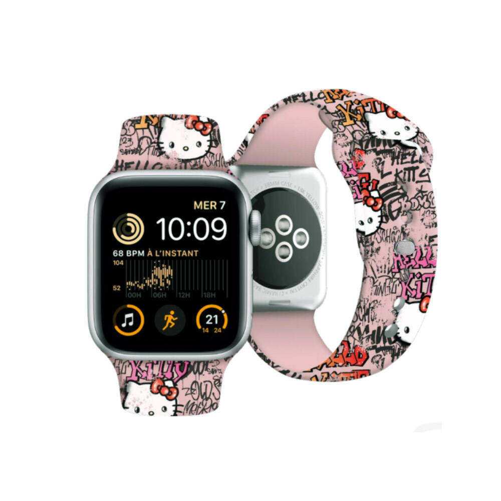 Watch 41mm Hello Kitty orijinal Lisanslı Etiket Graffiti Silikon Kordon