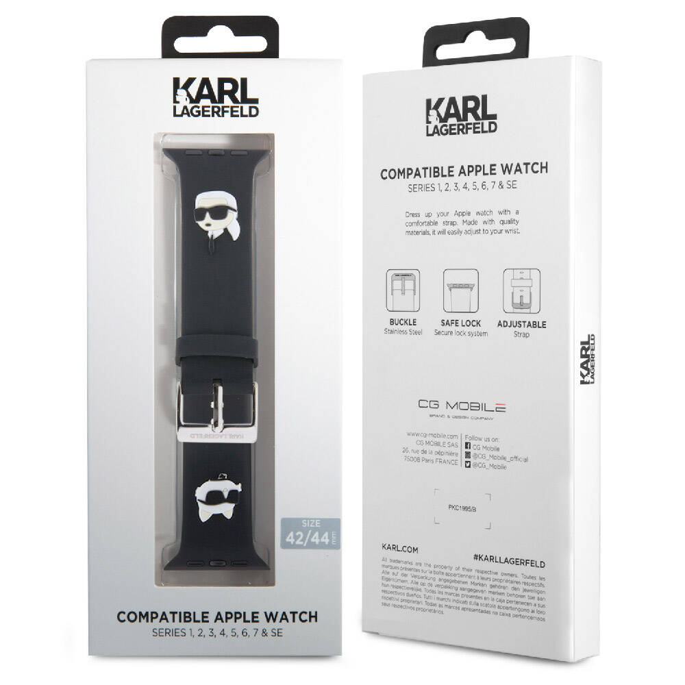 Watch Ultra 49mm Karl Lagerfeld orijinal Lisanslı İkonik Karl & Choupette Logolu Silikon Kordon