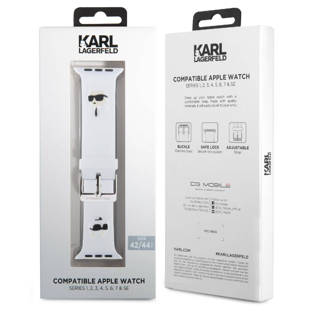 Watch 42mm Karl Lagerfeld orijinal Lisanslı İkonik Karl & Choupette Logolu Silikon Kordon
