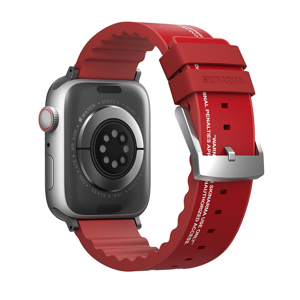 Watch 42mm SkinArma Taihi Sora Yazı Desenli Deri Görünümlü Silikon Kordon