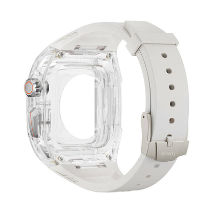 Watch 42mm Wiwu Wi-WB013 Rambo Serisi 2in1 Şeffaf PC Kasa Koruyuculu Kauçuk Kordon