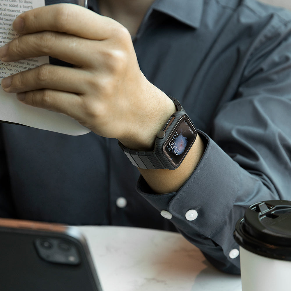 Watch 7 45mm 600D Aramid Fiber Classic Serisi Black-Blue Twill Kasa Koruyucu Pitaka Air Case