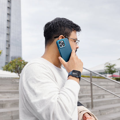 Watch 7 45mm 600D Aramid Fiber Classic Serisi Black-Blue Twill Kasa Koruyucu Pitaka Air Case