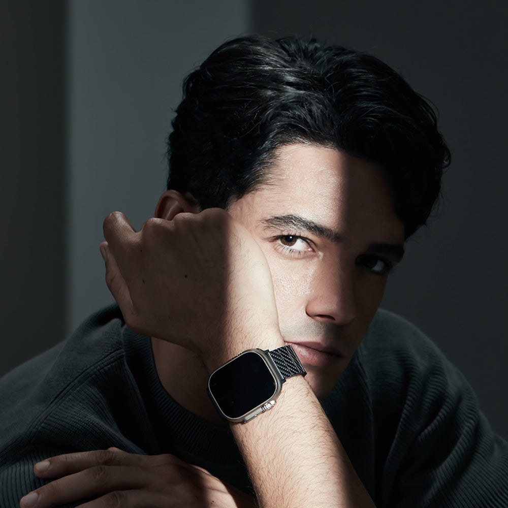 Watch Serisi Uyumlu Karbon Fiber Pitaka Modern Serisi Black-Grey Twill Universal Kordon